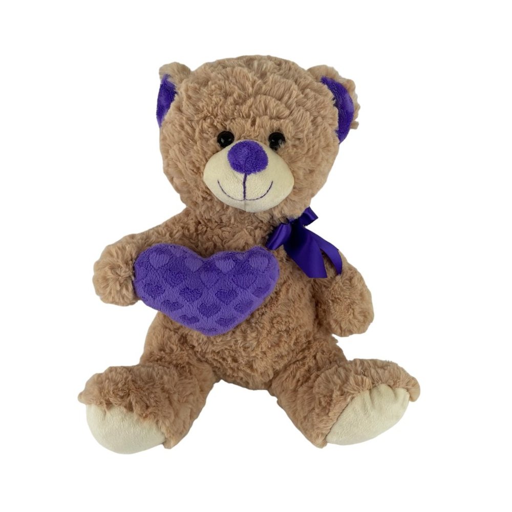 Inter-American Teddy Bear Plush 11" Stuffed Animal Purple Valentine Heart‎ Bow